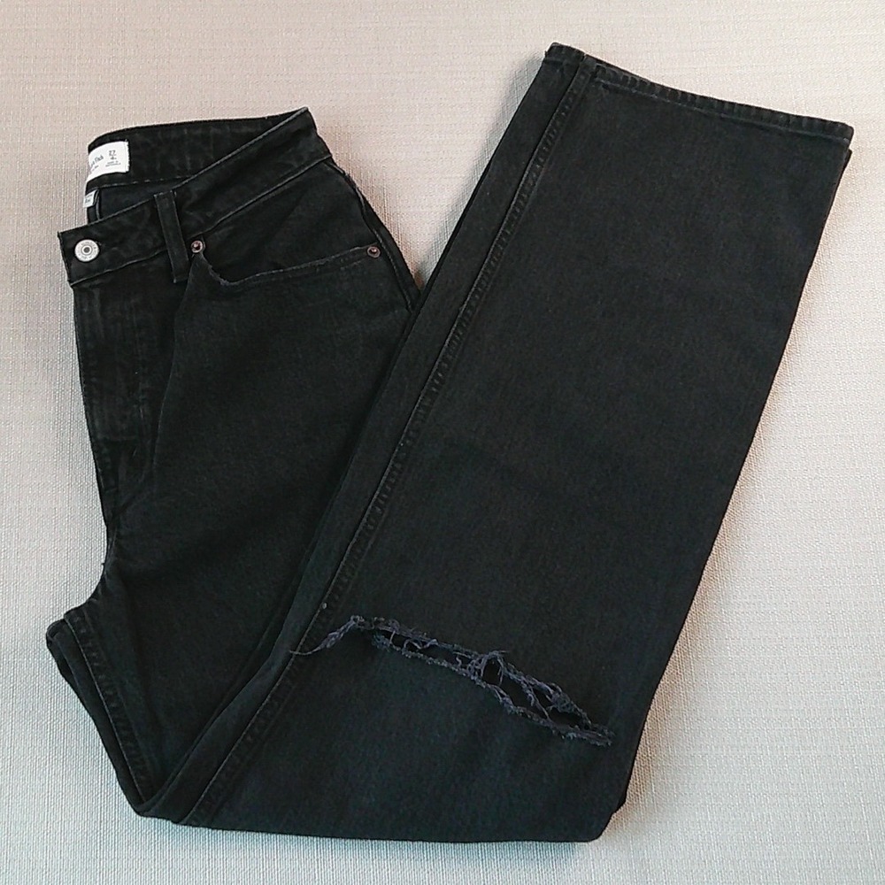 Abercrombie & Fitch Relaxed Jean Womens 27/4R Black Curve Love 90s Distressed - Picture 1 of 8